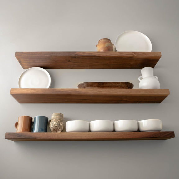 Solid American Walnut Shelf - Floating Shelf - Cantilevered Shelf - Modern Shelf - Wall Mounted Shelf - Real Walnut - Model WRS