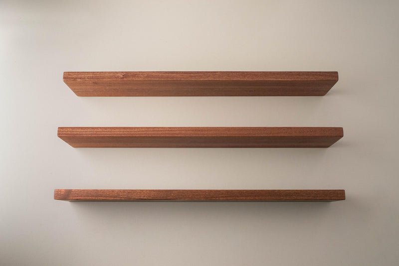 Solid African Mahogany Floating Shelf – Modern Wall Mounted Shelves