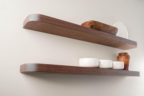 Solid American Walnut Shelf with Rounded Corners - Floating Shelf - Cantilevered Shelf - Modern Shelf - Wall Mounted Shelf - Model WRS