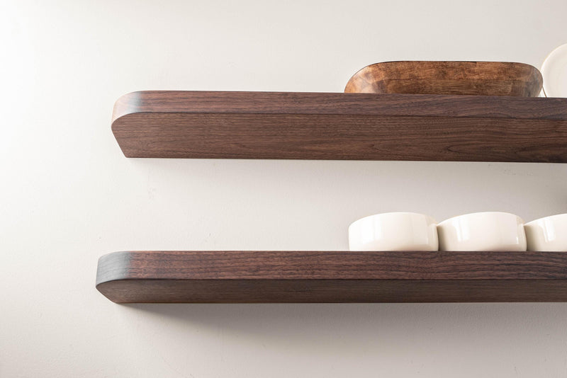 Solid American Walnut Shelf with Rounded Corners - Floating Shelf - Cantilevered Shelf - Modern Shelf - Wall Mounted Shelf - Model WRS