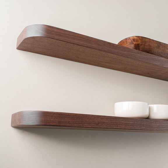 Solid American Walnut Shelf with Rounded Corners - Floating Shelf - Cantilevered Shelf - Modern Shelf - Wall Mounted Shelf - Model WRS