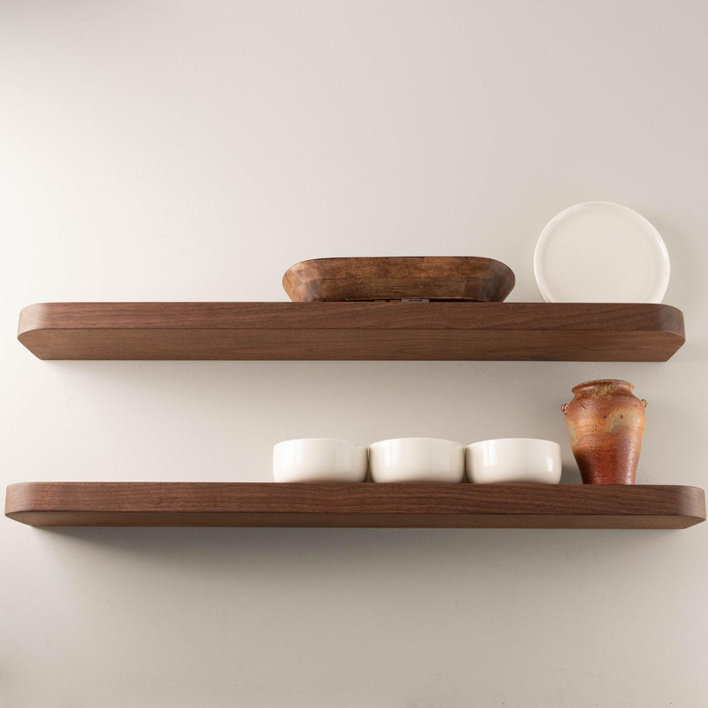 Solid American Walnut Shelf with Rounded Corners - Floating Shelf - Cantilevered Shelf - Modern Shelf - Wall Mounted Shelf - Model WRS